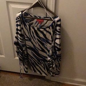 Blue and white blouse